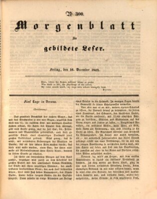 Morgenblatt für gebildete Leser (Morgenblatt für gebildete Stände) Freitag 16. Dezember 1842