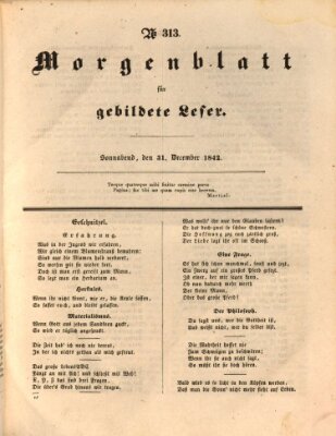 Morgenblatt für gebildete Leser (Morgenblatt für gebildete Stände) Samstag 31. Dezember 1842