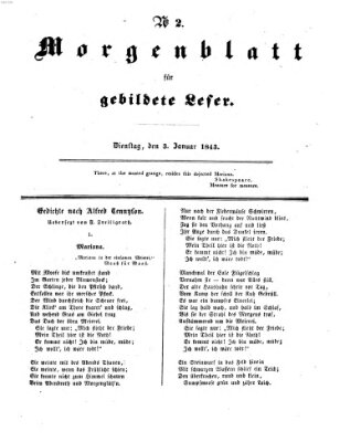 Morgenblatt für gebildete Leser (Morgenblatt für gebildete Stände) Dienstag 3. Januar 1843