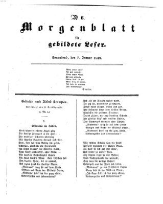 Morgenblatt für gebildete Leser (Morgenblatt für gebildete Stände) Samstag 7. Januar 1843