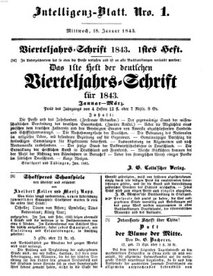 Morgenblatt für gebildete Leser (Morgenblatt für gebildete Stände) Mittwoch 18. Januar 1843