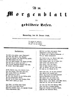 Morgenblatt für gebildete Leser (Morgenblatt für gebildete Stände) Donnerstag 19. Januar 1843