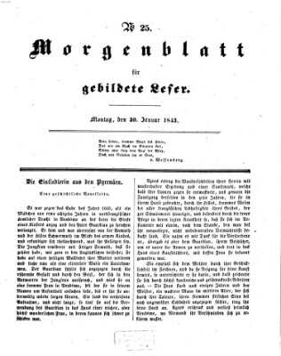 Morgenblatt für gebildete Leser (Morgenblatt für gebildete Stände) Montag 30. Januar 1843