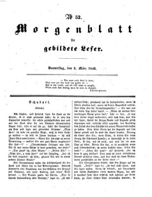 Morgenblatt für gebildete Leser (Morgenblatt für gebildete Stände) Donnerstag 2. März 1843