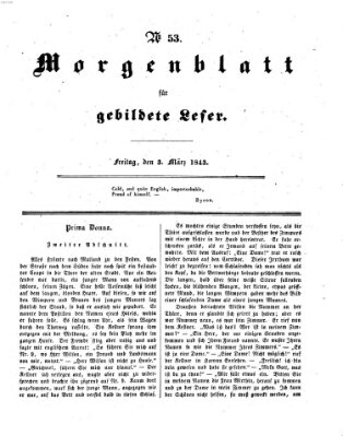 Morgenblatt für gebildete Leser (Morgenblatt für gebildete Stände) Freitag 3. März 1843