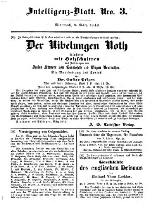 Morgenblatt für gebildete Leser (Morgenblatt für gebildete Stände) Mittwoch 8. März 1843