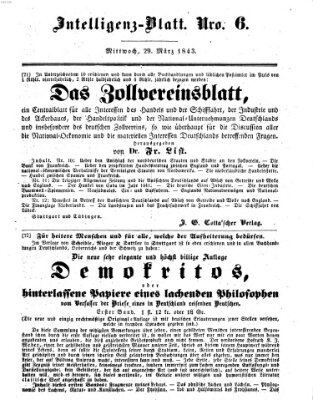 Morgenblatt für gebildete Leser (Morgenblatt für gebildete Stände) Mittwoch 29. März 1843