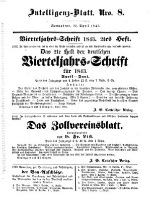 Morgenblatt für gebildete Leser (Morgenblatt für gebildete Stände) Samstag 22. April 1843