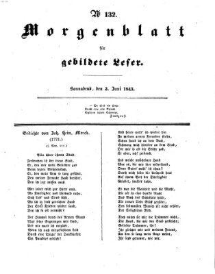 Morgenblatt für gebildete Leser (Morgenblatt für gebildete Stände) Samstag 3. Juni 1843