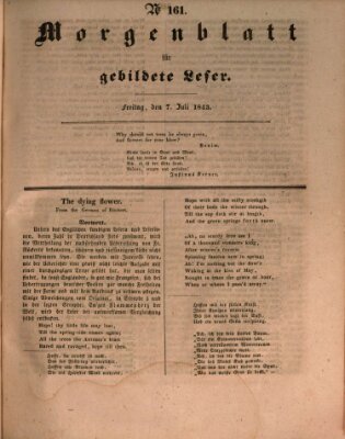 Morgenblatt für gebildete Leser (Morgenblatt für gebildete Stände) Freitag 7. Juli 1843