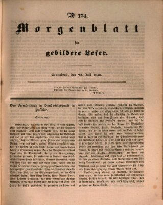 Morgenblatt für gebildete Leser (Morgenblatt für gebildete Stände) Samstag 22. Juli 1843