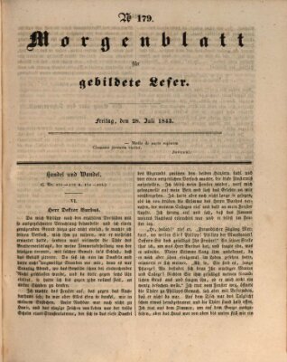 Morgenblatt für gebildete Leser (Morgenblatt für gebildete Stände) Freitag 28. Juli 1843