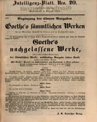 Morgenblatt für gebildete Leser (Morgenblatt für gebildete Stände) Samstag 5. August 1843