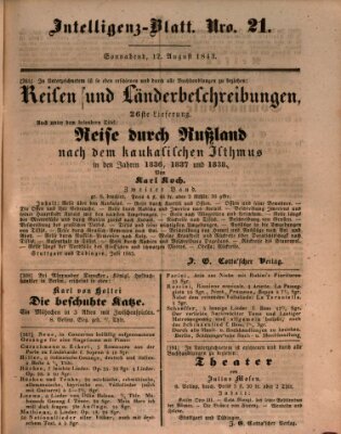 Morgenblatt für gebildete Leser (Morgenblatt für gebildete Stände) Samstag 12. August 1843