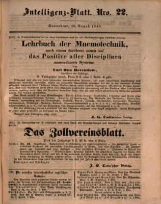 Morgenblatt für gebildete Leser (Morgenblatt für gebildete Stände) Samstag 19. August 1843