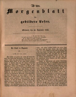 Morgenblatt für gebildete Leser (Morgenblatt für gebildete Stände) Mittwoch 20. September 1843