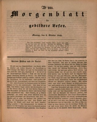 Morgenblatt für gebildete Leser (Morgenblatt für gebildete Stände) Montag 2. Oktober 1843