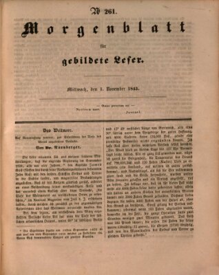 Morgenblatt für gebildete Leser (Morgenblatt für gebildete Stände) Mittwoch 1. November 1843