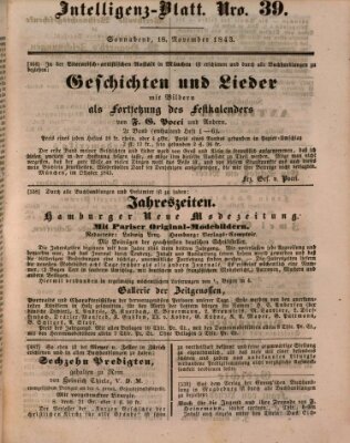 Morgenblatt für gebildete Leser (Morgenblatt für gebildete Stände) Samstag 18. November 1843