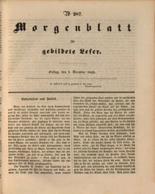 Morgenblatt für gebildete Leser (Morgenblatt für gebildete Stände) Freitag 1. Dezember 1843