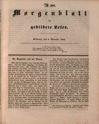 Morgenblatt für gebildete Leser (Morgenblatt für gebildete Stände) Mittwoch 6. Dezember 1843