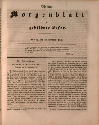 Morgenblatt für gebildete Leser (Morgenblatt für gebildete Stände) Montag 18. Dezember 1843