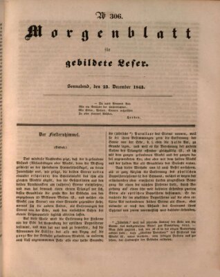 Morgenblatt für gebildete Leser (Morgenblatt für gebildete Stände) Samstag 23. Dezember 1843