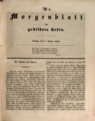 Morgenblatt für gebildete Leser (Morgenblatt für gebildete Stände) Freitag 5. Januar 1844