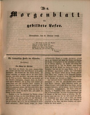 Morgenblatt für gebildete Leser (Morgenblatt für gebildete Stände) Samstag 6. Januar 1844