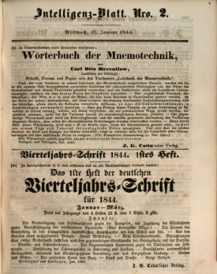 Morgenblatt für gebildete Leser (Morgenblatt für gebildete Stände) Mittwoch 17. Januar 1844