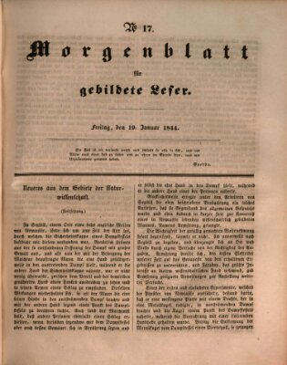 Morgenblatt für gebildete Leser (Morgenblatt für gebildete Stände) Freitag 19. Januar 1844