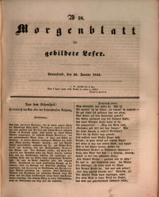 Morgenblatt für gebildete Leser (Morgenblatt für gebildete Stände) Samstag 20. Januar 1844