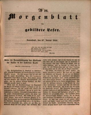 Morgenblatt für gebildete Leser (Morgenblatt für gebildete Stände) Samstag 27. Januar 1844