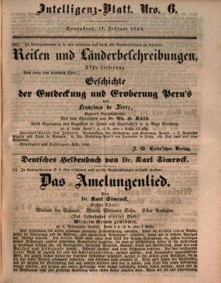 Morgenblatt für gebildete Leser (Morgenblatt für gebildete Stände) Samstag 17. Februar 1844