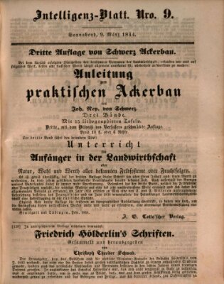 Morgenblatt für gebildete Leser (Morgenblatt für gebildete Stände) Samstag 9. März 1844