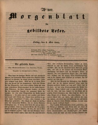 Morgenblatt für gebildete Leser (Morgenblatt für gebildete Stände) Freitag 3. Mai 1844