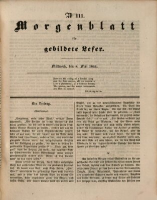 Morgenblatt für gebildete Leser (Morgenblatt für gebildete Stände) Mittwoch 8. Mai 1844