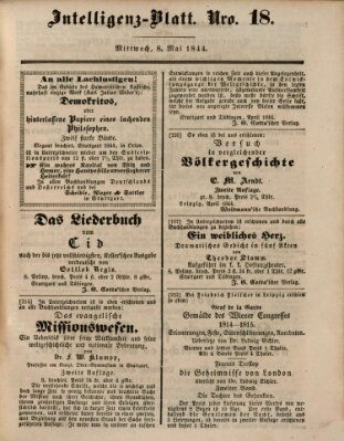 Morgenblatt für gebildete Leser (Morgenblatt für gebildete Stände) Mittwoch 8. Mai 1844