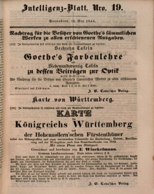 Morgenblatt für gebildete Leser (Morgenblatt für gebildete Stände) Samstag 18. Mai 1844