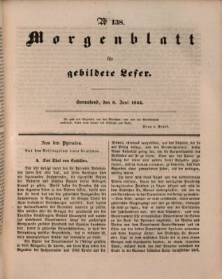 Morgenblatt für gebildete Leser (Morgenblatt für gebildete Stände) Samstag 8. Juni 1844