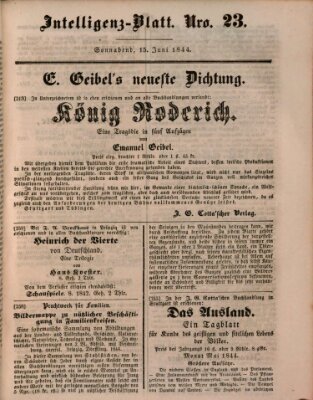 Morgenblatt für gebildete Leser (Morgenblatt für gebildete Stände) Samstag 15. Juni 1844