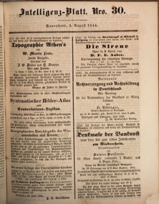 Morgenblatt für gebildete Leser (Morgenblatt für gebildete Stände) Samstag 3. August 1844