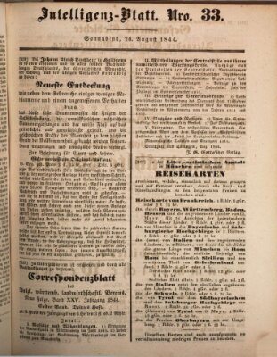 Morgenblatt für gebildete Leser (Morgenblatt für gebildete Stände) Samstag 24. August 1844