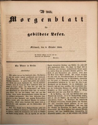 Morgenblatt für gebildete Leser (Morgenblatt für gebildete Stände) Mittwoch 9. Oktober 1844