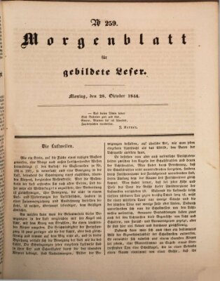 Morgenblatt für gebildete Leser (Morgenblatt für gebildete Stände) Montag 28. Oktober 1844