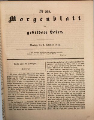 Morgenblatt für gebildete Leser (Morgenblatt für gebildete Stände) Montag 4. November 1844