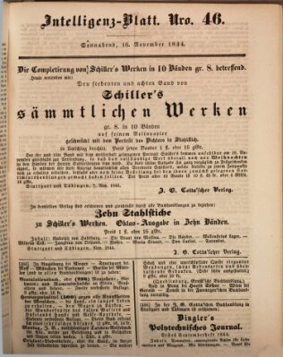 Morgenblatt für gebildete Leser (Morgenblatt für gebildete Stände) Samstag 16. November 1844