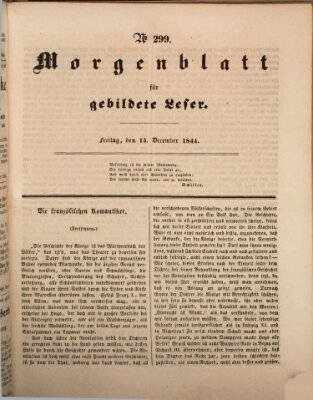 Morgenblatt für gebildete Leser (Morgenblatt für gebildete Stände) Freitag 13. Dezember 1844