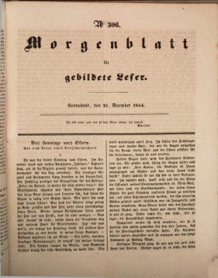 Morgenblatt für gebildete Leser (Morgenblatt für gebildete Stände) Samstag 21. Dezember 1844