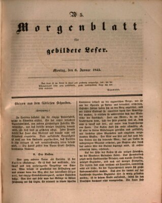 Morgenblatt für gebildete Leser (Morgenblatt für gebildete Stände) Montag 6. Januar 1845